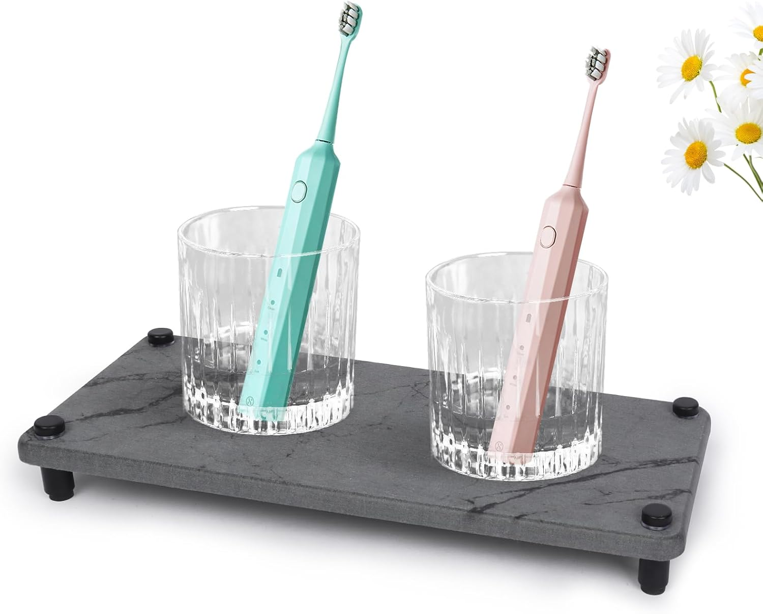 Generisch Sink Organiser, Grey Marble Sink Utensils, Storage, Applicable to Sponge Brush, Soap, Shampoo, Lotions, Quick-Drying, Kitchen, Bathroom Organiser (Rose Marble)