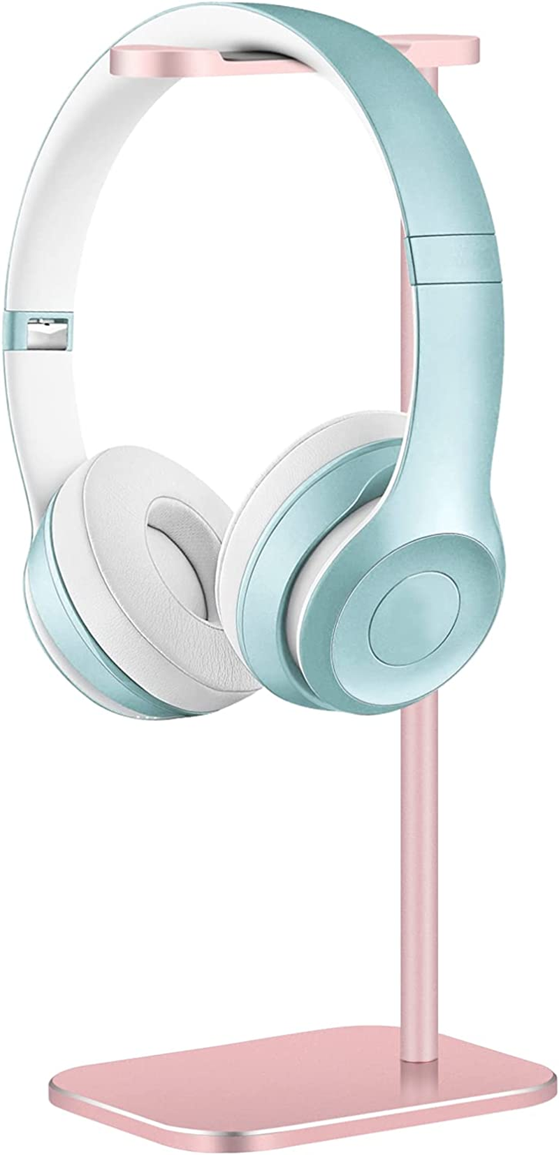 Headphone Stand Aluminum, Headset Holder with Solid Metal Base for Desk, Compatible with Most Headphones (Rose Gold)