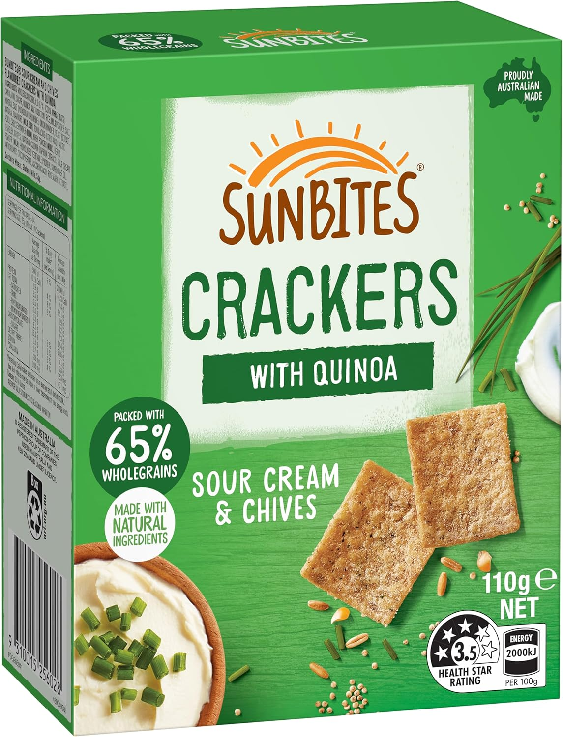 Sunbites Sour Cream and Chives Cracker 110 G image number 1