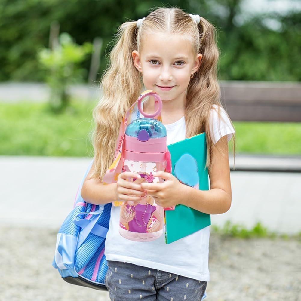 PLNVNVP Barbi Children'S Water Bottle, Barbi Water Bottle with Straw, Water Bottle for Girls and Boys for School, Travel and Outdoor Sports, 520 Ml, Purple image number 2