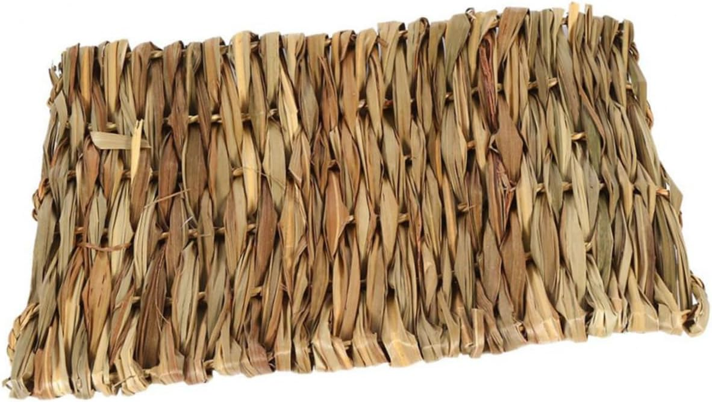 Bestonzon Seagrass Pet Mat and Chew Toy Bed 2Pcs 40X28Cm Natural Edible Grass Mat for Hamsters, Rabbits, and Small Animals Indoor Habitat Bedding image number 1