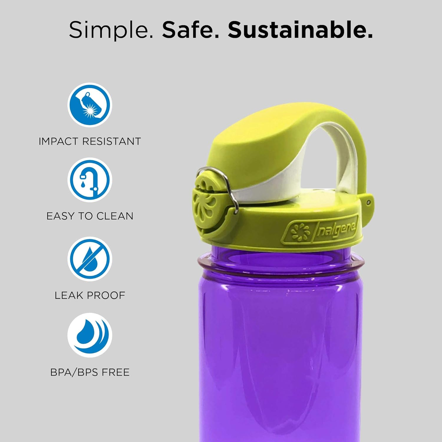 Nalgene Sustain Tritan Bpa-Free Kids on the Fly Water Bottle Made with Material Derived from 50% Plastic Waste, Leak Proof, Durable, BPA Free, Carabiner Friendly, Reusable, 12 Oz