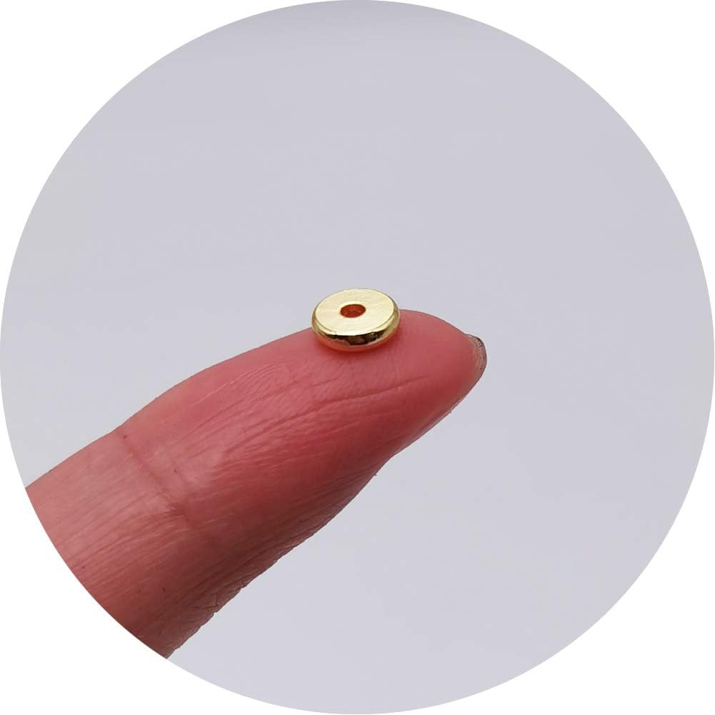 INSPIRELLE 100Pcs Heishi Beads 6Mm Disc Brass Rondelle Spacer Beads 18K Yellow Gold Flat round Shape Jewelry Metal Spacers for Bracelet Necklace Jewelry Making