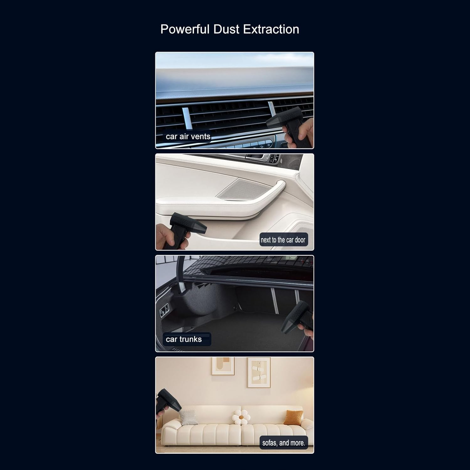 Compressed Air Duste, 130000Rpm Electric Air Duster, Portable Jet Dry Blower, Cordless Vacuum Cleaner for Computer Keyboard Outdoor Car Home (Black) image number 3