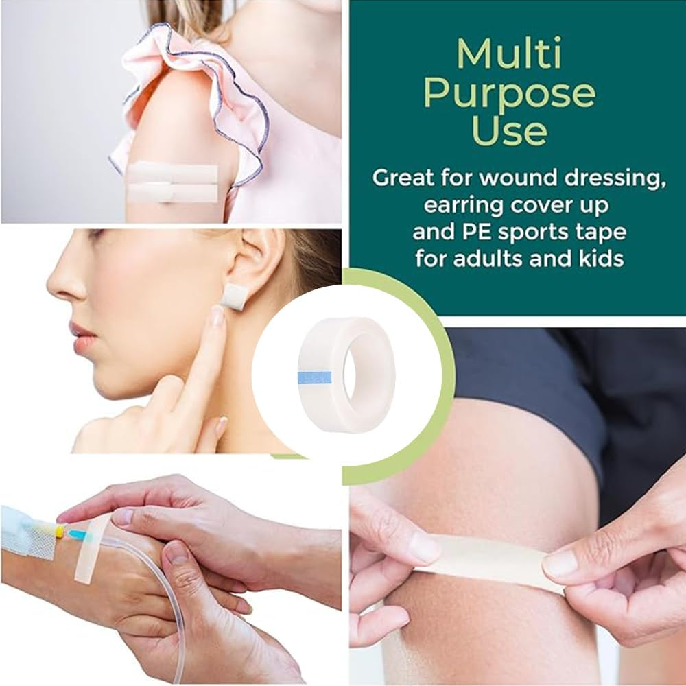 PE Micropore Medical Tape Lash Tape, 6Rolls Micropore Surgical Tape,Breathable First Aid Paper Medical Tape Athletic Tape Adhesive Tape Earring Cover up Tape,Paper Tape for Wounds (1.25Cm) image number 1