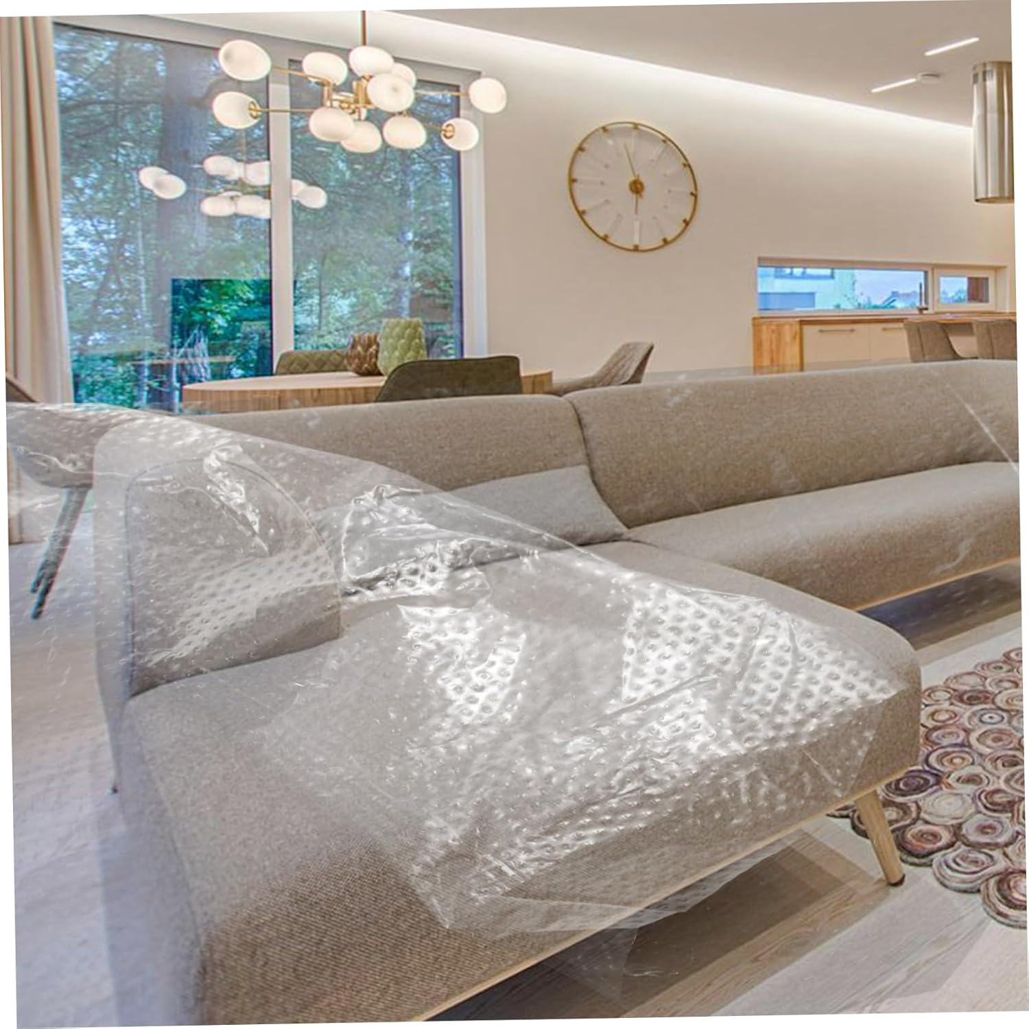 Jojofuny 3Rolls Car Painting Masking Films Automotive Tape and Drape Plastic Drop Films for Covering Skirting Frames Cars Paint Protection image number 4