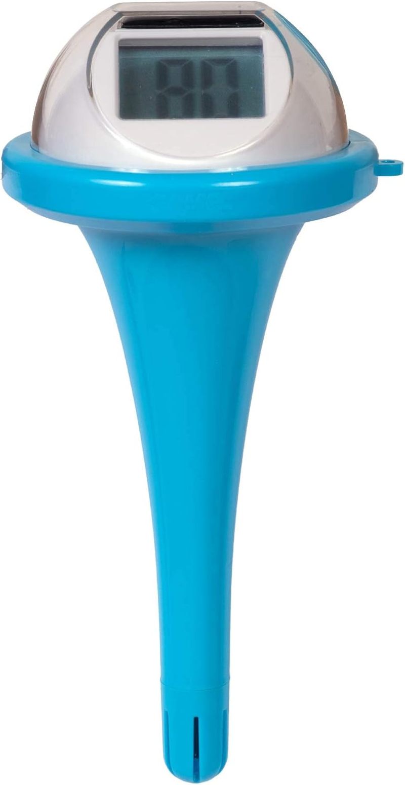GAME 14030-BB Solar Digital Pool & Spa Floating Thermometer, Solar Powered, Fahrenheit & Celsius, Double-Sided Display, LCD Screen, Light Blue image number 1