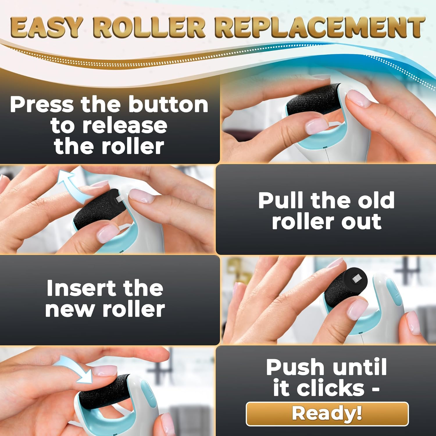 11 Pcs Replacement Rollers for Electric Foot Callus Remover Tool - 7 Extra Coarse & 4 Regular Coarse Refill Heads (1.92 X 0.65 Inches), Micro-Diamond Crystals - Compatible with Amope Pedi Perfect Pro image number 5