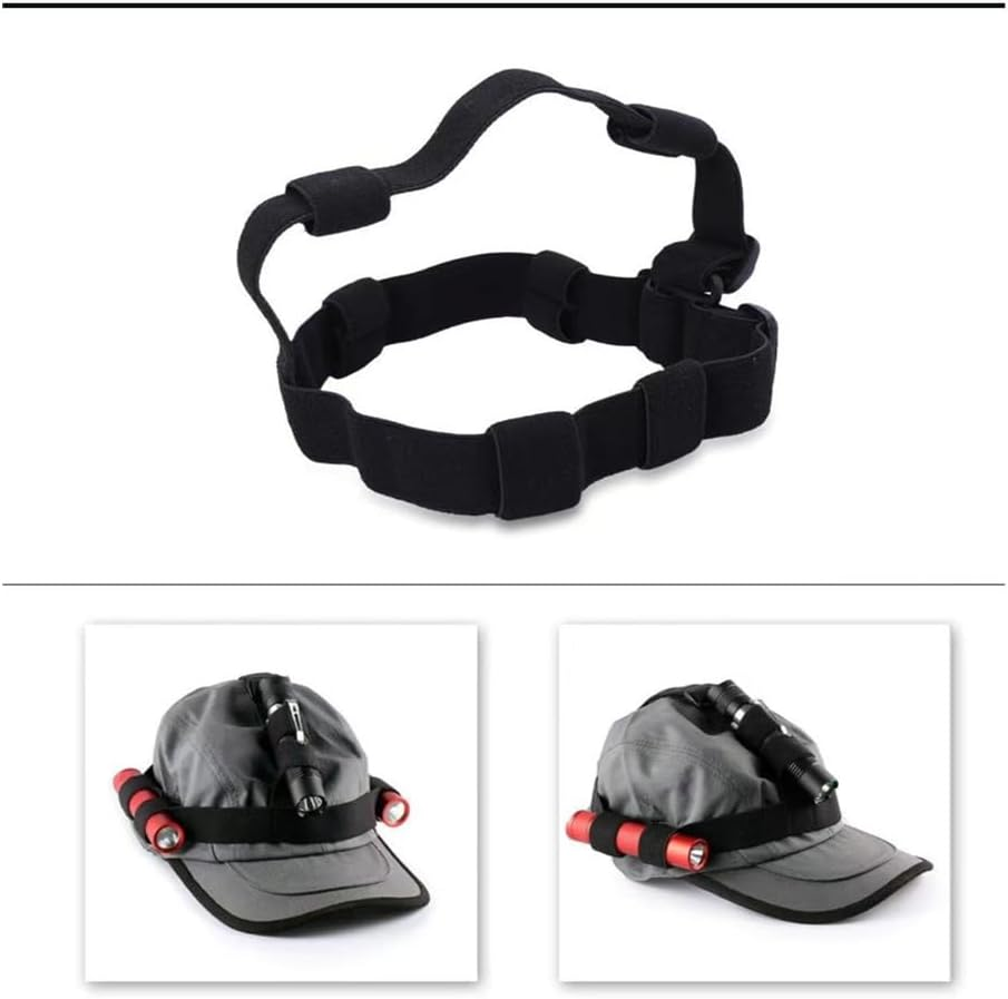 Headlamp Strap Headlight Band Headlight Strap Head Torch Strap Headlamp Band Headlamp Elastic Strap Flashlight Headgear Strap Flashlight Mounting Band for Safty (Black, One Size) image number 3