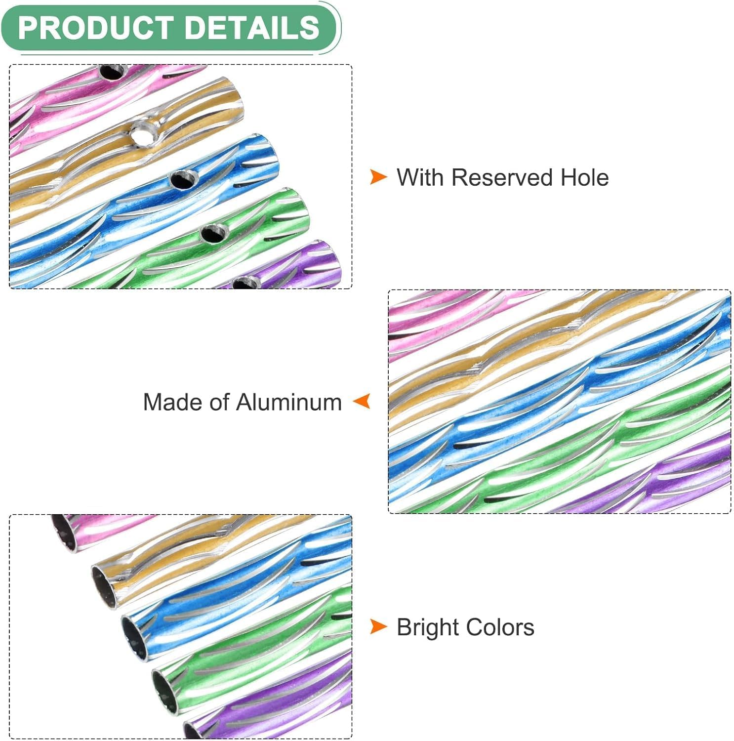 Fokmuaex 100PCS DIY Wind Chime Kit - Aluminum Metal Wind Chime Tubes for Outdoor Hanging Decor, Create Relaxing Wind Chimes with Natural Soothing Sounds image number 2