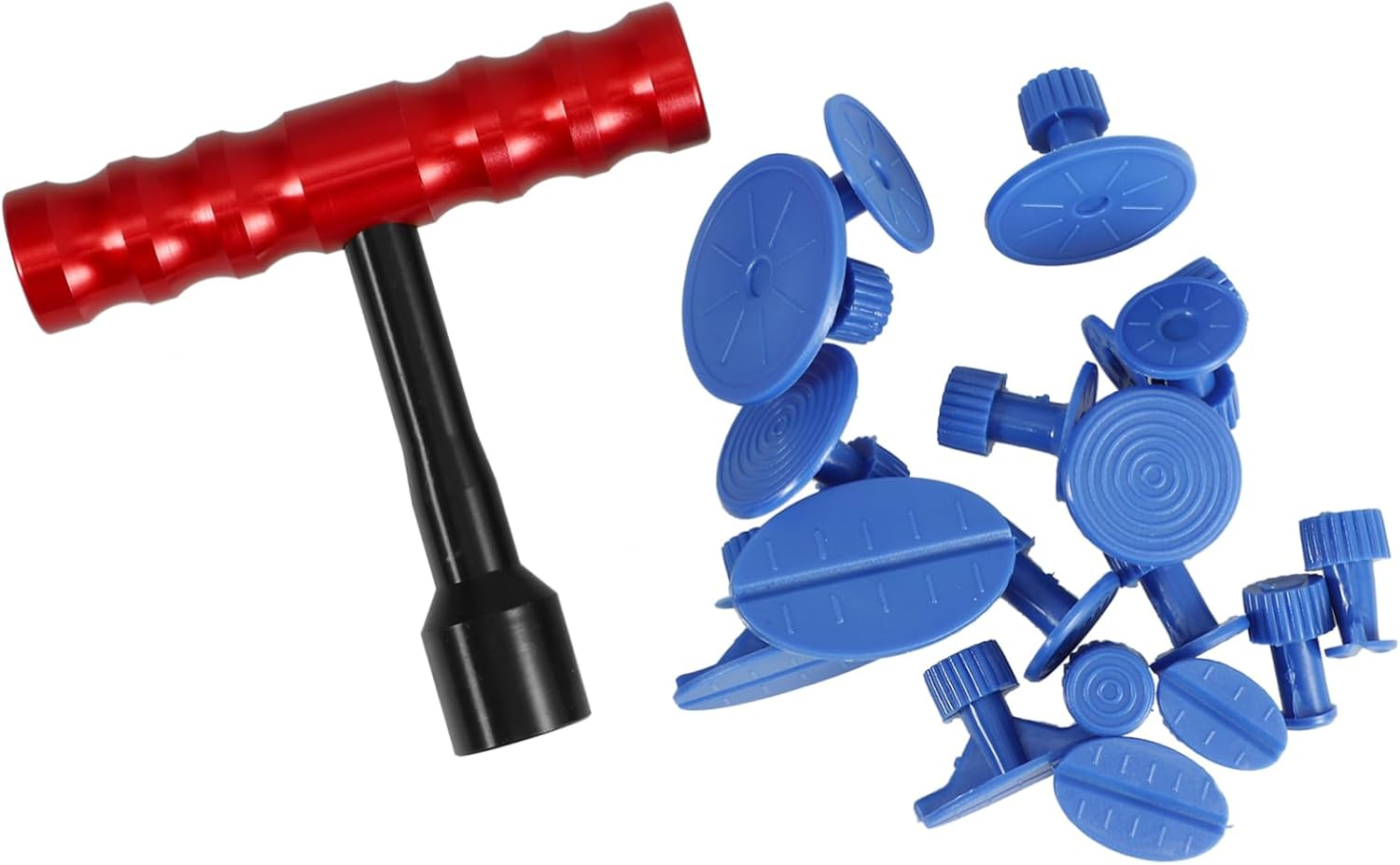 PLAFOPE T-Handle Dent Puller and Dent Remover Tool Set for Automotive Body Repair with Mini T-Bar and 18 Puller Tabs for Sturdy Grip Design for Efficient Hail Damage Fixing image number 2