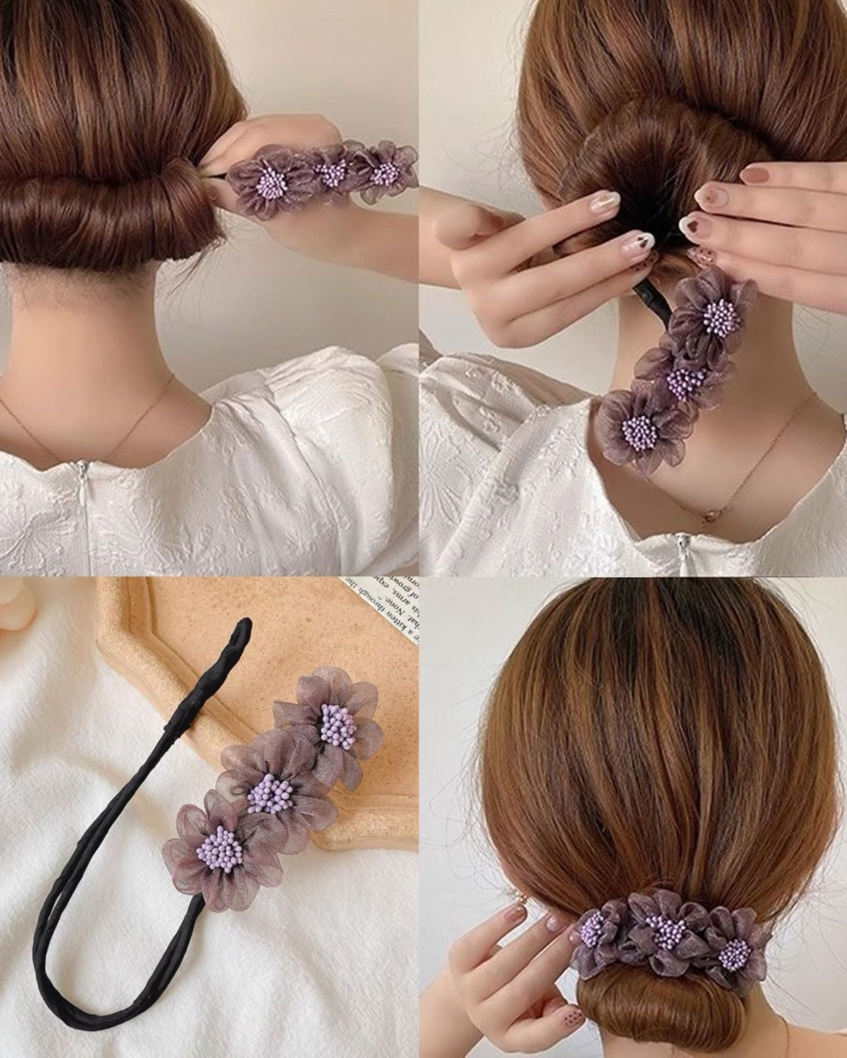 MOPZIJA 3 Pieces Donut Bun Accessories for Thin Hair Bun Donut Women Hair, Flower Hair Bun Maker Twist for Girls and Women, Bun Accessories image number 2