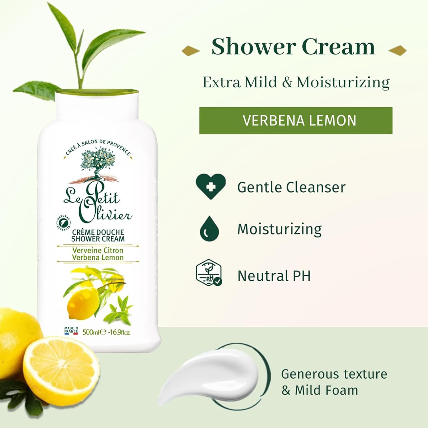 Le Petit Olivier Shower Cream Gently Cleanses Skin - Fresh and Moisturizing - Ph Neutral - Dermatologically Tested - Free of Soap and Dyes image number 1