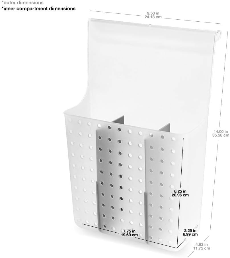 Madesmart over Door Hair Tool Organizer for Straighteners, Curling Irons, and Brushes, Hanging Bathroom Storage Hair Tool Holder, Frost