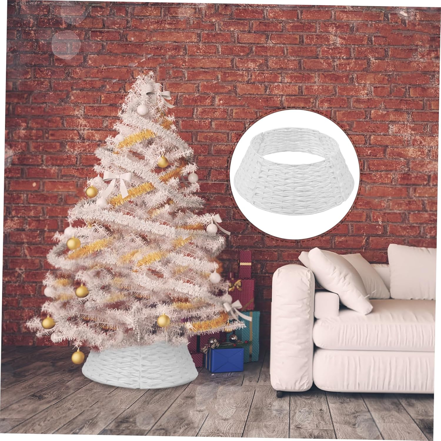 Xmas Tree Collar Woven Christmas Tree Skirt Christmas Tree Base Christmas Tree Skirt Decor Minichristmas Tree image number 4