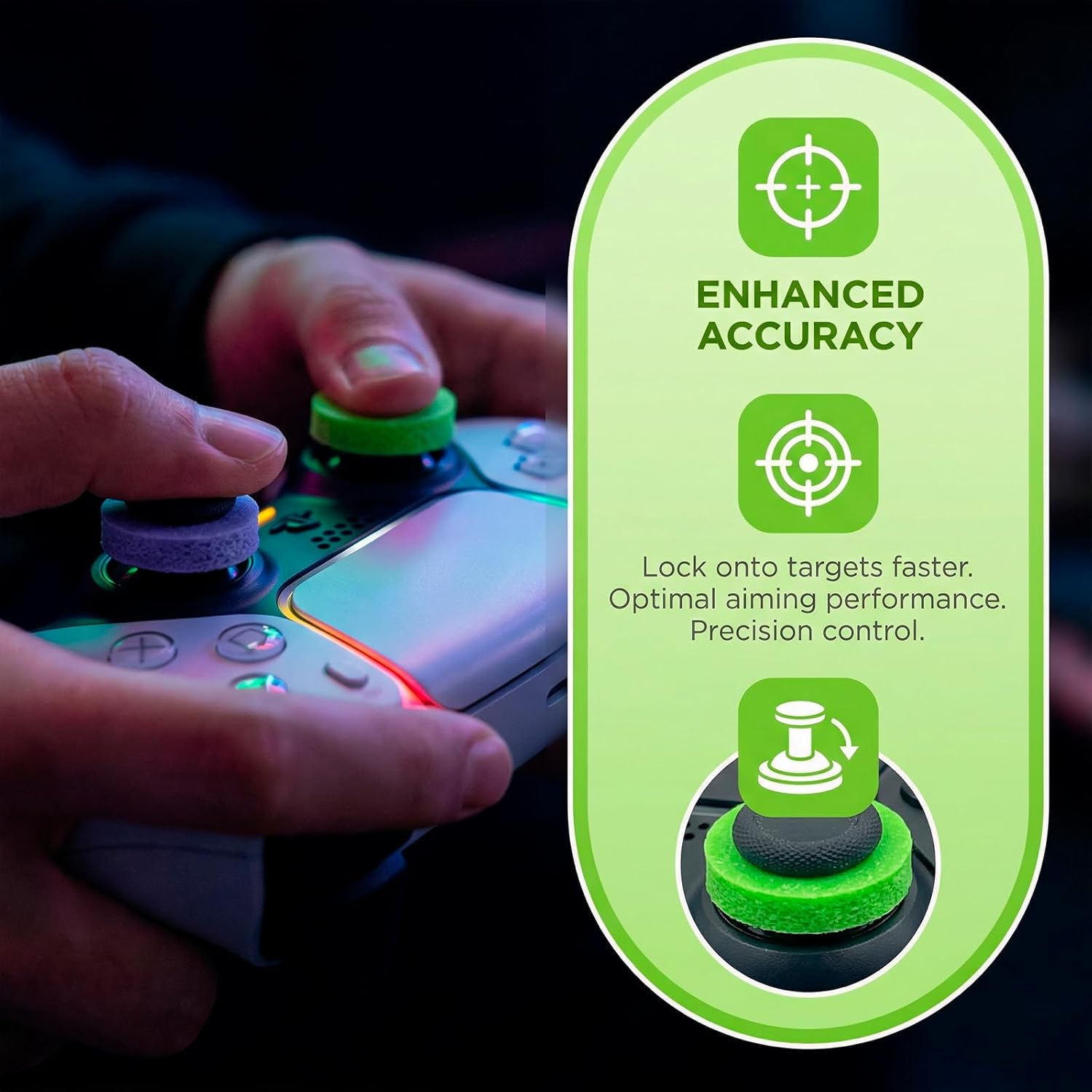 RIBHNXHI 8 PCS Precision Rings for Xbox - Precision Rings for PS5, Gaming Accessories for PS4, PS5, PS Portal, Xbox One, Playstation 5 Accessories (Black/White/Purple/Green) image number 6