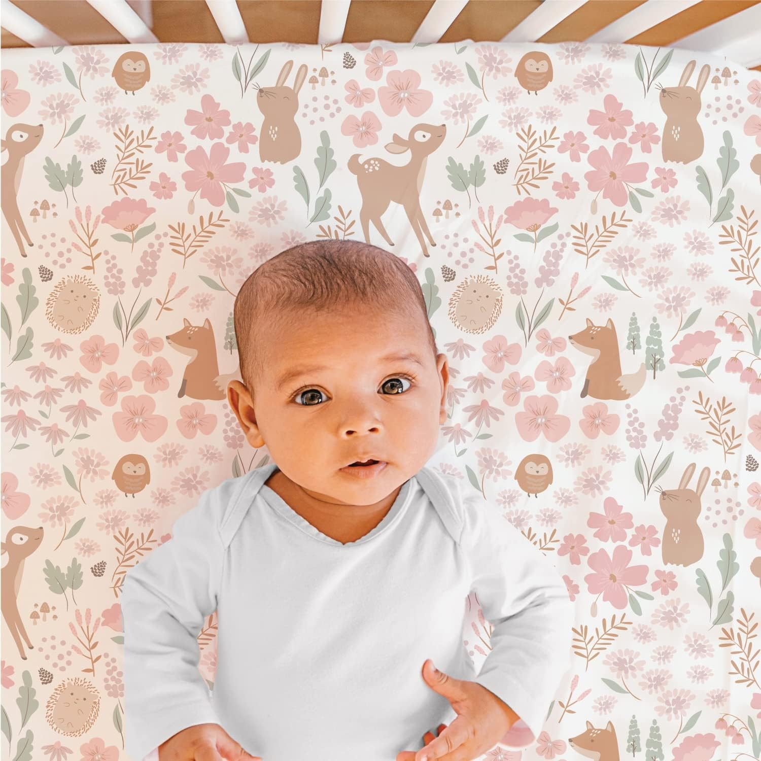 The Peanutshell Crib Bedding Set for Baby Girls, Fairytale Forest, 3 Piece Set image number 1