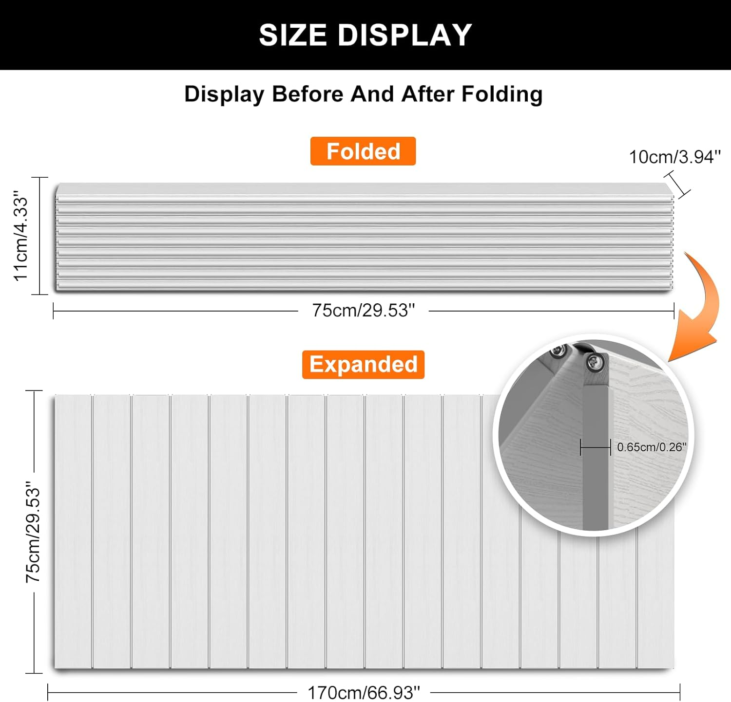 Orifesio Bathtub Cover, 170 X 75 Cm Foldable PVC Bath Board, Dustproof Insulation for Home, Bathroom, SPA, White image number 6