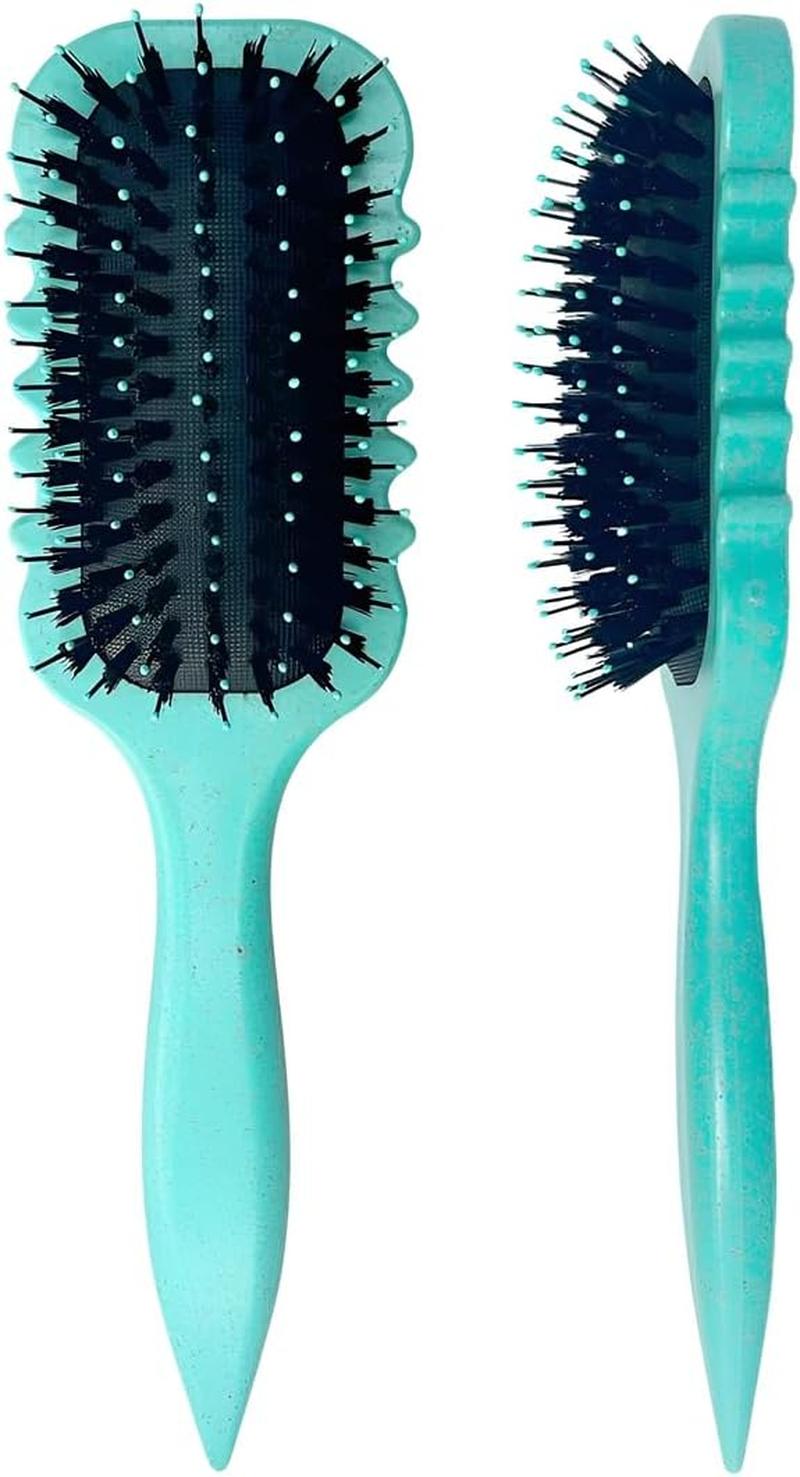 JAWUZ Curling Brush, Curl Brush, Organic Hair Brush without Pulling, Wild Boar Bristles Brush (Green) image number 4