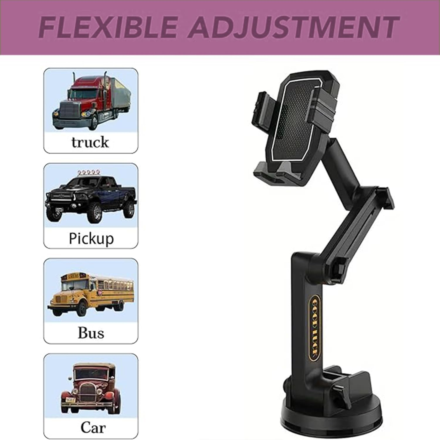 Roczential Truck Phone Holder Mount, Heavy Duty Car Phone Holder, Dashboard Windshield Phone Holder 16.9 Inch Long Arm, Widened Suction Cup Compatible with Pickup Truck, Commercial Truck image number 5