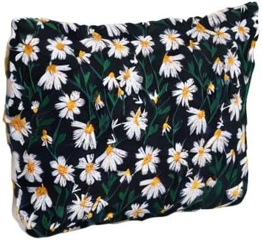 LYDZTION Black Daisy Makeup Bag Cosmetic Bag for Women,Large Capacity Canvas Makeup Bags Travel Toiletry Bag Accessories Organizer image number 1