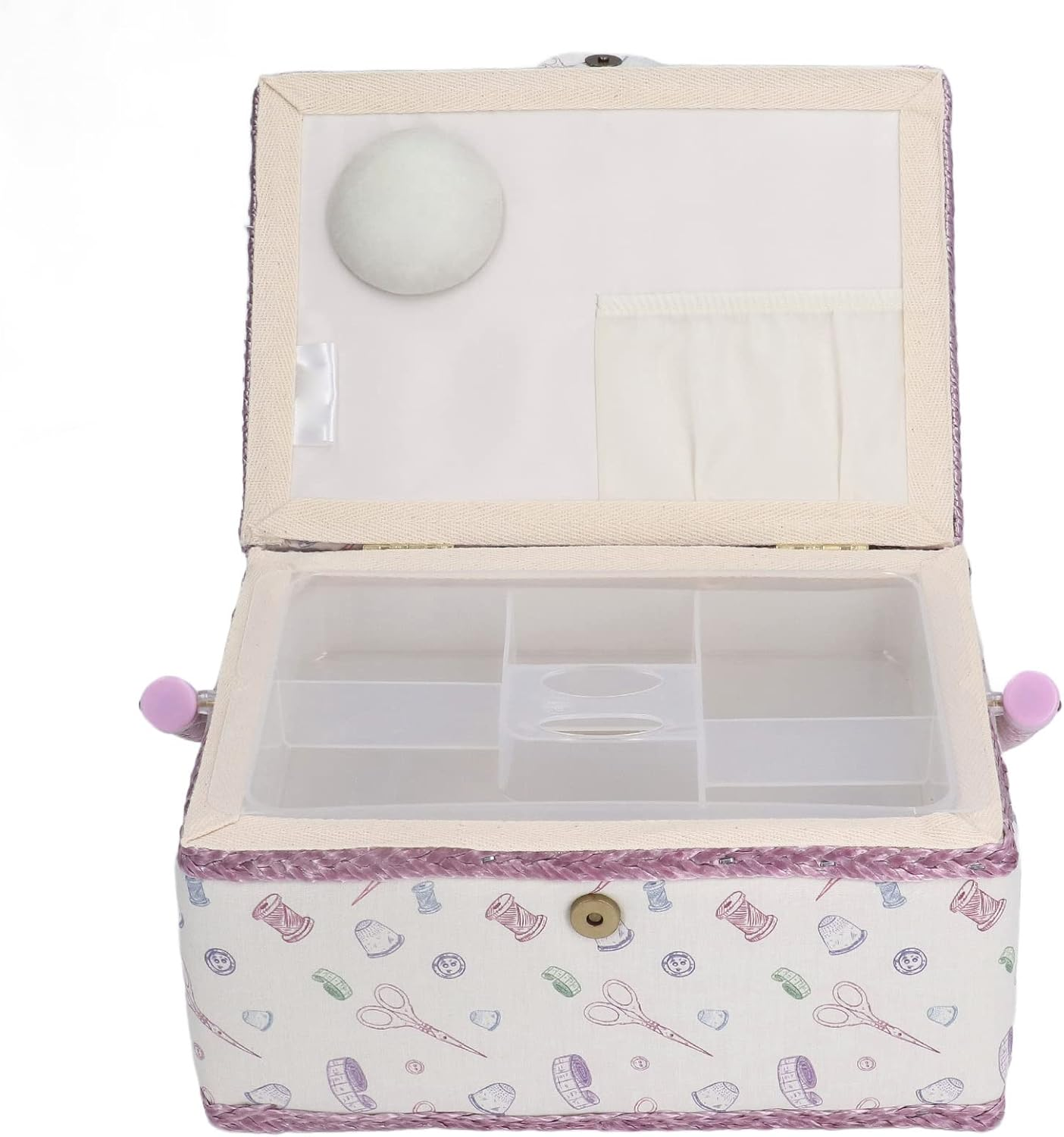 Sewing Box Organizer, Premium Material, Wide Application, Good Order, Classic Appearance, Portable Size - with Pincushion and Mini Pocket - Purple, Ideal Gift image number 6