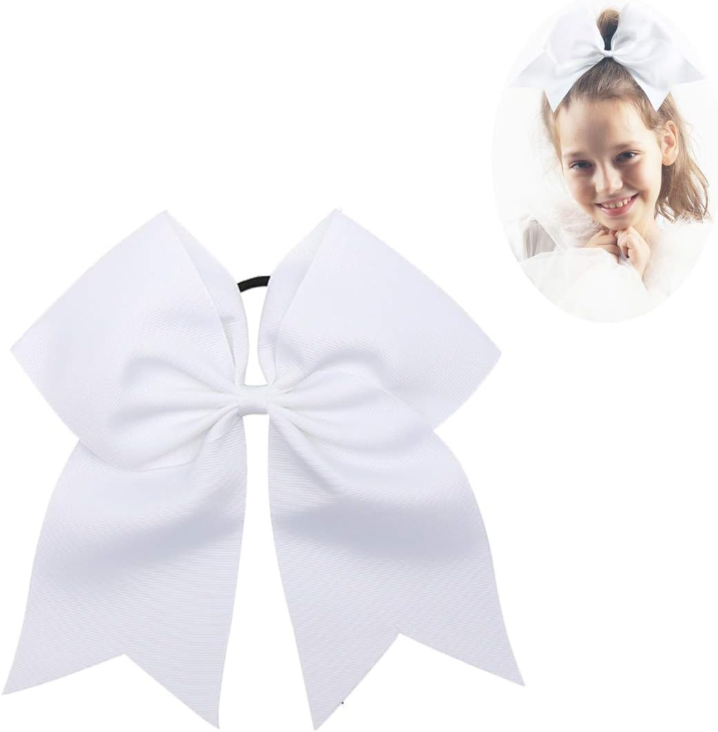 CN Large Cheer Bow 8" Girls Ponytail Holders Jumbo Teams Cheerleaders Hair Bows Competition Sports Elastic Hair Ties Accessories (Blue)