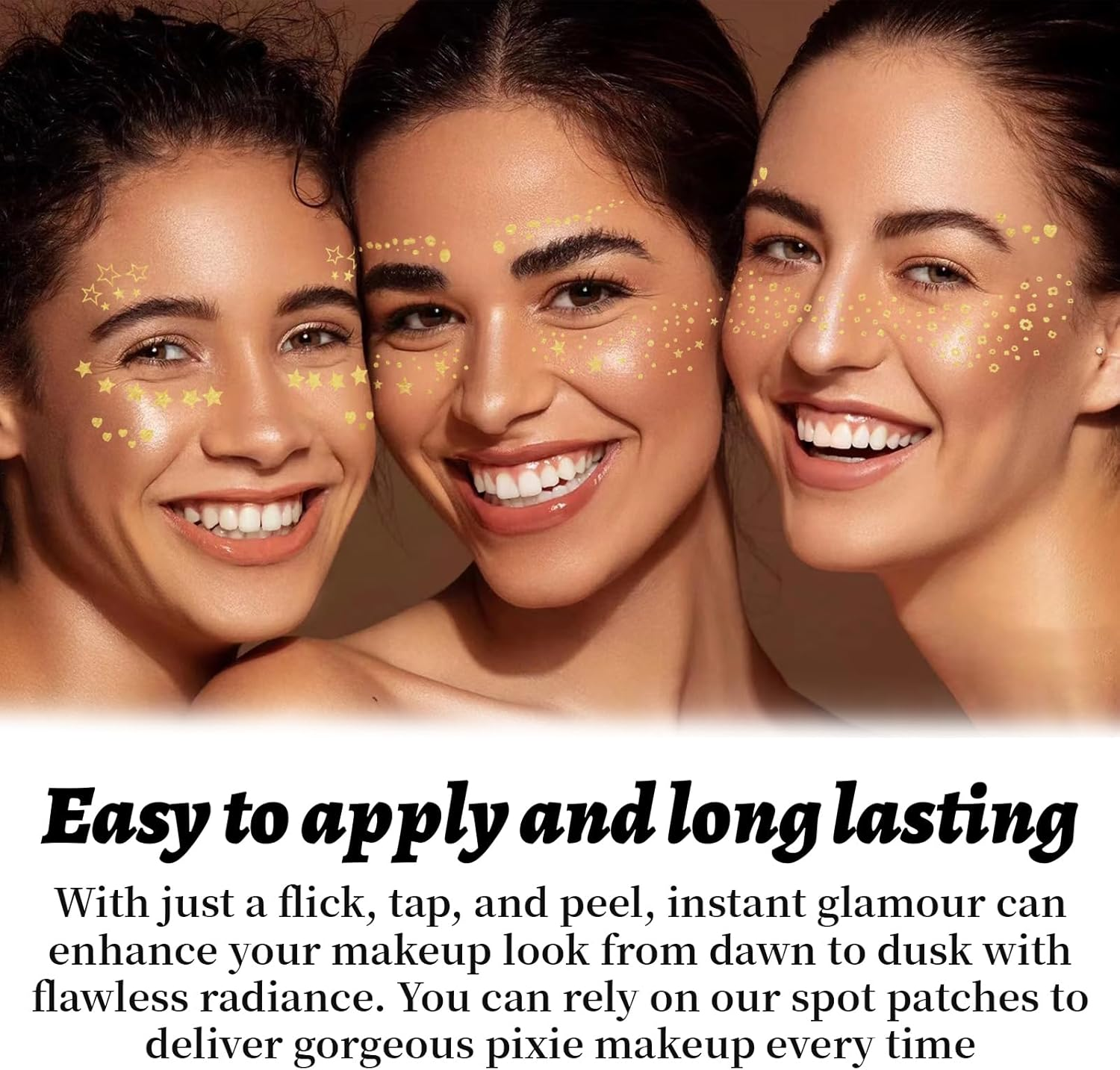 2 Sheets Glitter Freckles Face Tattoo, Sparkle Freckles for Women, Face Waterproof Glitter Speckles Patches, Used for Professional Makeup, Party Gathering (Gold) image number 1