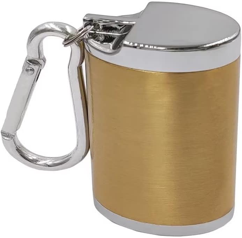 Hourwof Metal Portable Ashtray with Lid,Outdoor Pocket Ashtray for Cigarettes,Travel Ash Trays with Keychain,Oval Silver