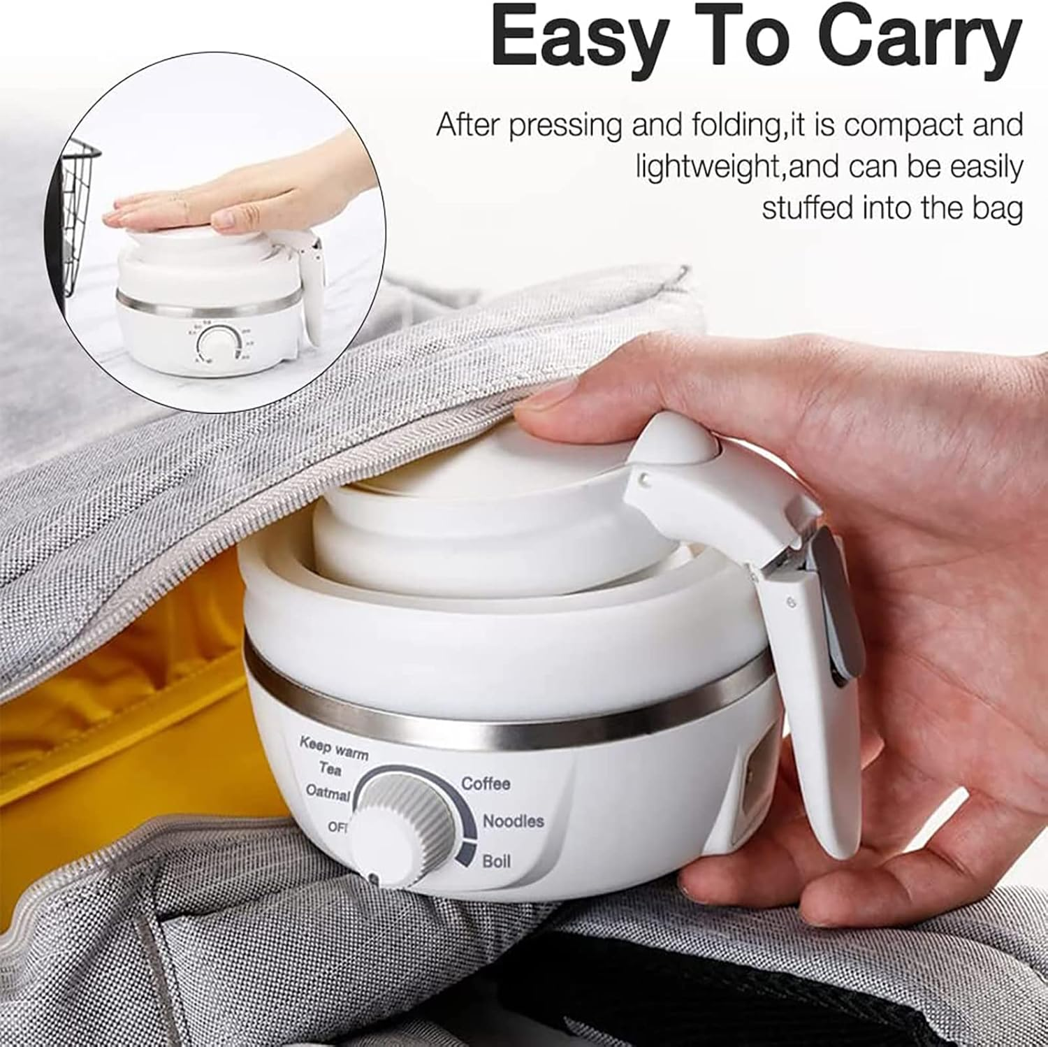 Portable Folding Electric Travel Kettle, Automatic,Mini Water Kettle and Sunbeam Kettle.Perfect for Travel, Camping, or the Office. image number 4