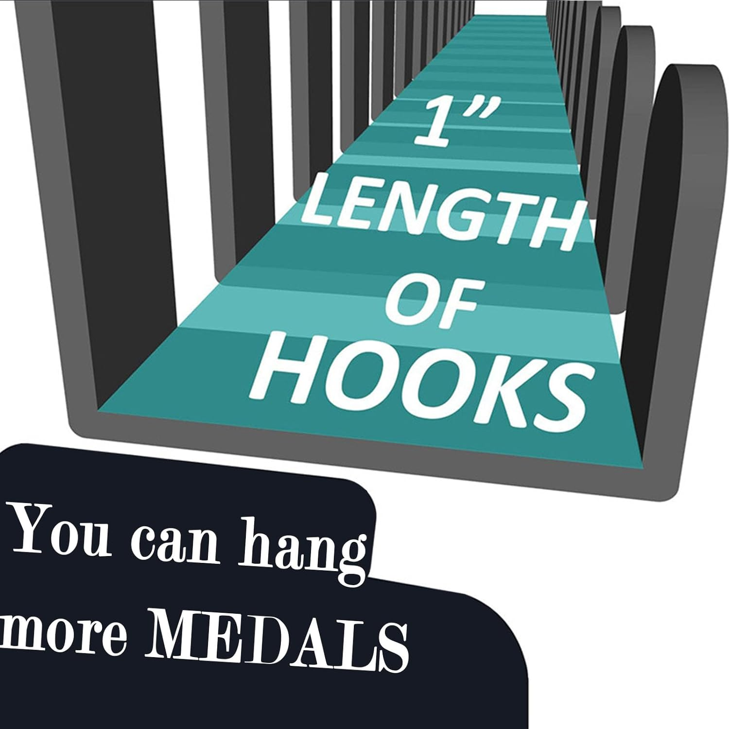 Medal Hanger Display,Trophy Shelf with 15 Hooks,Medal Holder Never Give Up,Upgraded Medal Display for Gymanstics,Race,Soccer,Swim image number 5