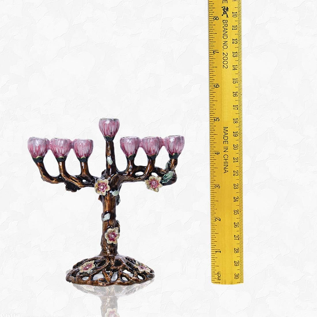 7 Branch Menorah Hanukkah Candle Holders Menorahs for Chanukah Hand-Painted Tree of Flowers Jewish Decorations image number 5