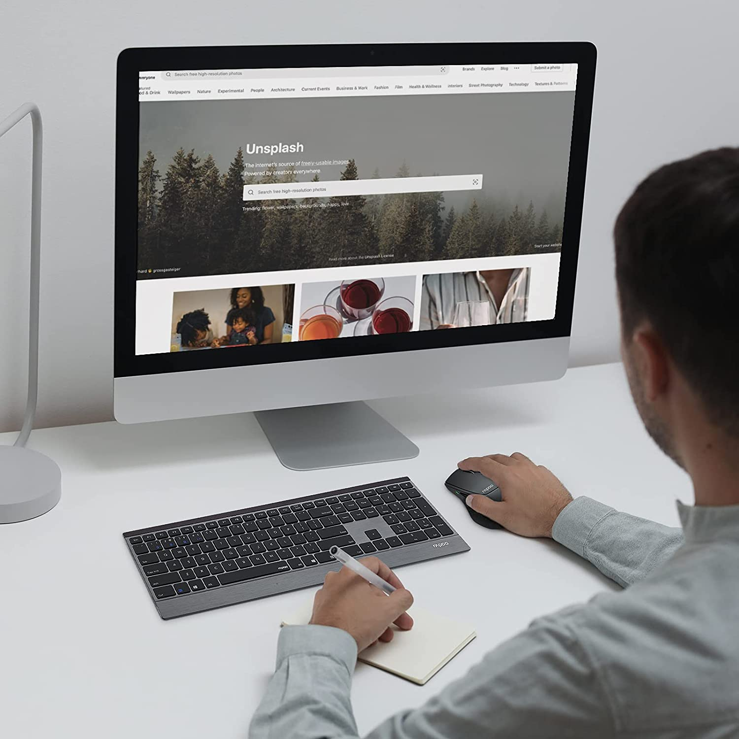 Wireless Keyboard and Mouse Combo, RAPOO 9500M Multi-Device Wireless Keyboard and Mouse Combo, Portable Ultra-Slim Keyboard and Mouse Set, Computer Keyboard for Windows 10/Android/Mac OS image number 2