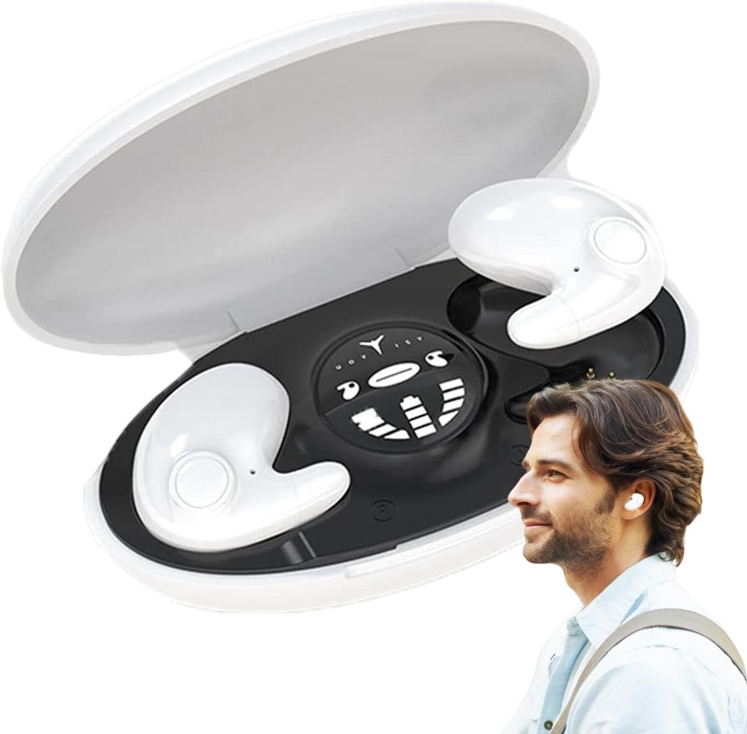 1 Set Wireless Invisible Earbuds - Invisible in Ear Headphones, Wireless Flat Earbuds | Sleep Headphones with Microphone, Comfortable Touch Control Ear Buds for Sleeping Small Ear Canals