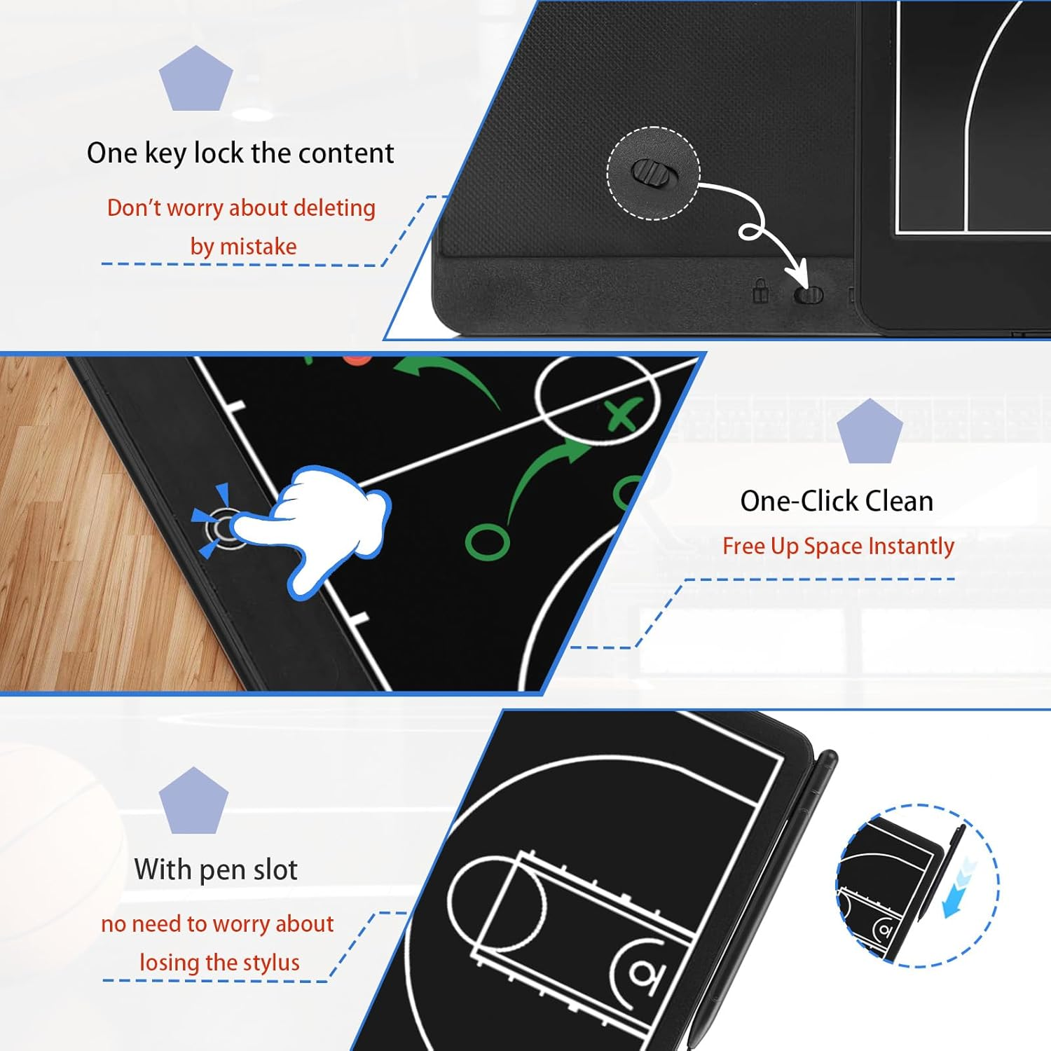 Electronic 16 Inch Basketball Coaching Boards, Portable Erasable Pro Strategy Board for Training Teaching Competition Command,Tactical Drawing Tablet Coach Gifts image number 5