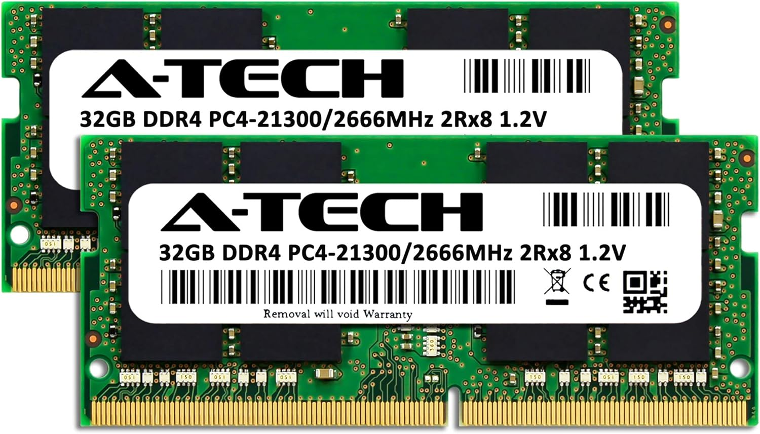 A-Tech 64GB (2X32Gb) DDR4 2666Mhz SODIMM PC4-21300 2Rx8 Dual Rank 260-Pin CL19 1.2V Non-Ecc Unbuffered Notebook Laptop RAM Memory Upgrade Kit image number 2