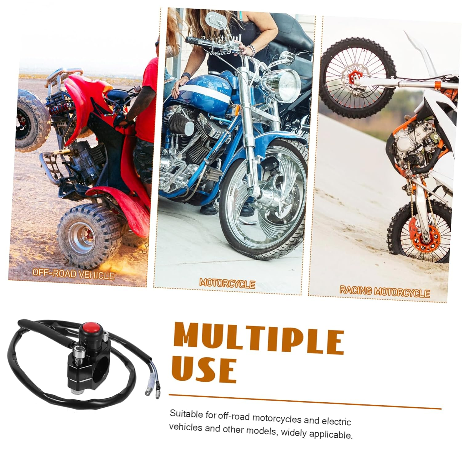 Mikinona Replacement Motorcycle Ignition Coil Switch with Horn Function CNC Start Button for Offroad Motorcycles Durable Reliable for Engine Performance Enhancement - Black image number 4