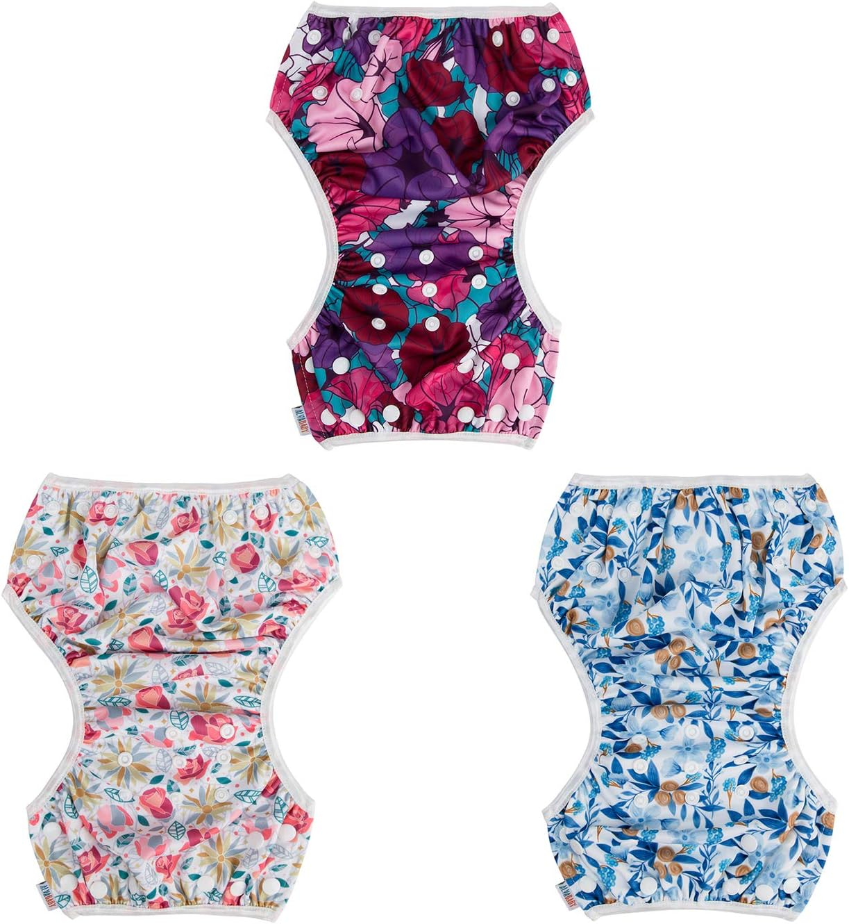 ALVABABY Swim Diaper 3Pcs Baby Swim Diapers Reusable Washable Adjustable for Swimming Lesson Baby Toddler Boys Girls 0-3T 3SWY03-AU image number 2