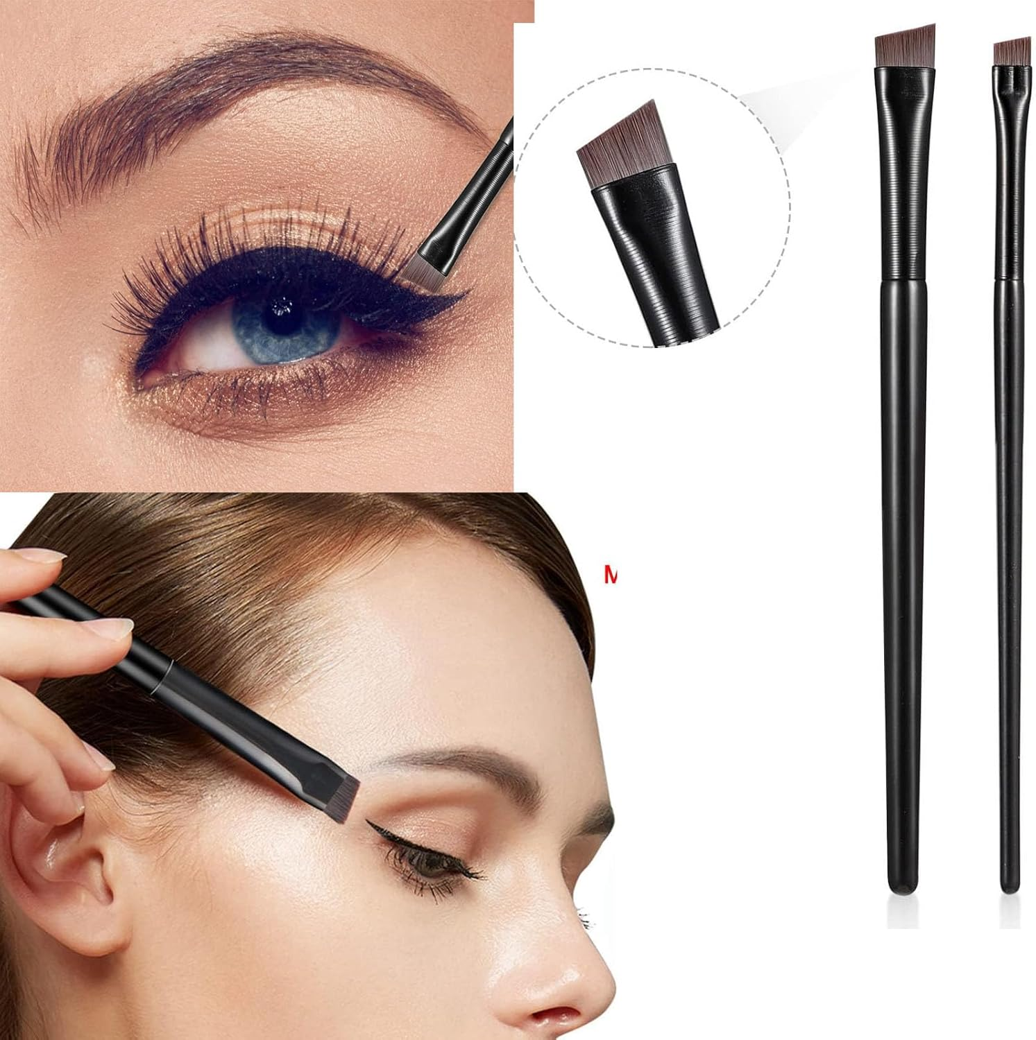 CJESLNA Fine Angled Eyeliner Brushes, Eye Liner Brush, Fine Angled Eyeliner Eyebrow Concealer Brushes,Ultra Thin Slanted Flat Angle for Beauty Cosmetic Tool (BLACK) image number 4