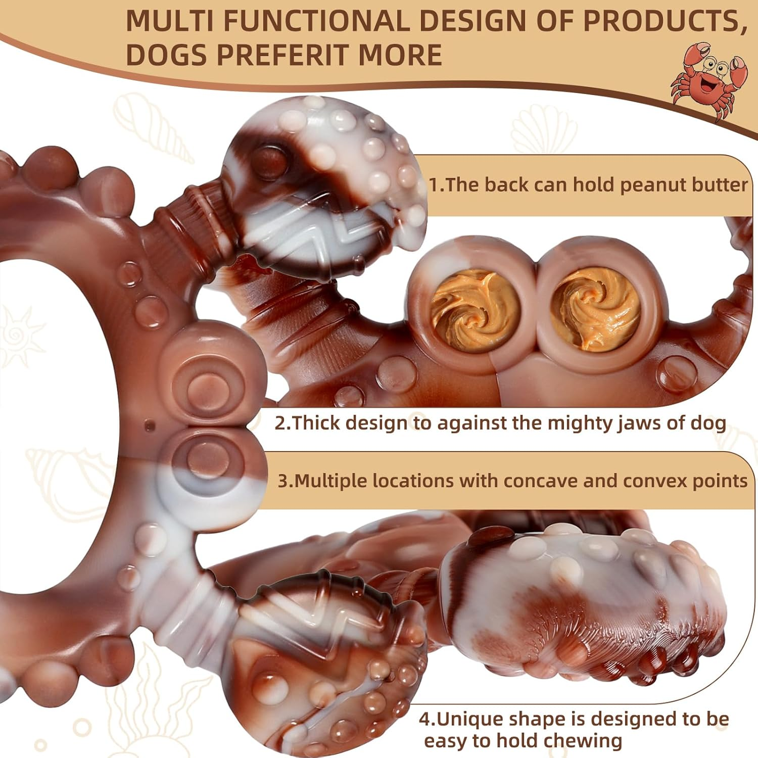 Tough Dog Chew Toy for Aggressive Chewers,Indestructible Interactive Beef Flavor Dog Teething Toy,Durable Nylon Dog Teeth Cleaning Chew Toy for Large Medium Dog image number 5