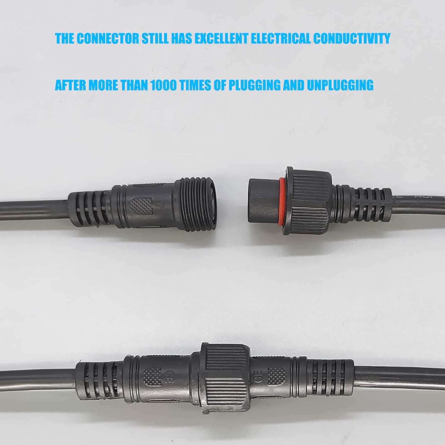 5Pack 3 Pin Electrical Metal Nut Connector, Tunghey 18AWG IP67 Male Female Connector 7.87In/20Cm Extension Cable for Car,Truck,Boat,Led Strip Lights/String 15Mm Metal Nut Small Size (3Pin) image number 5