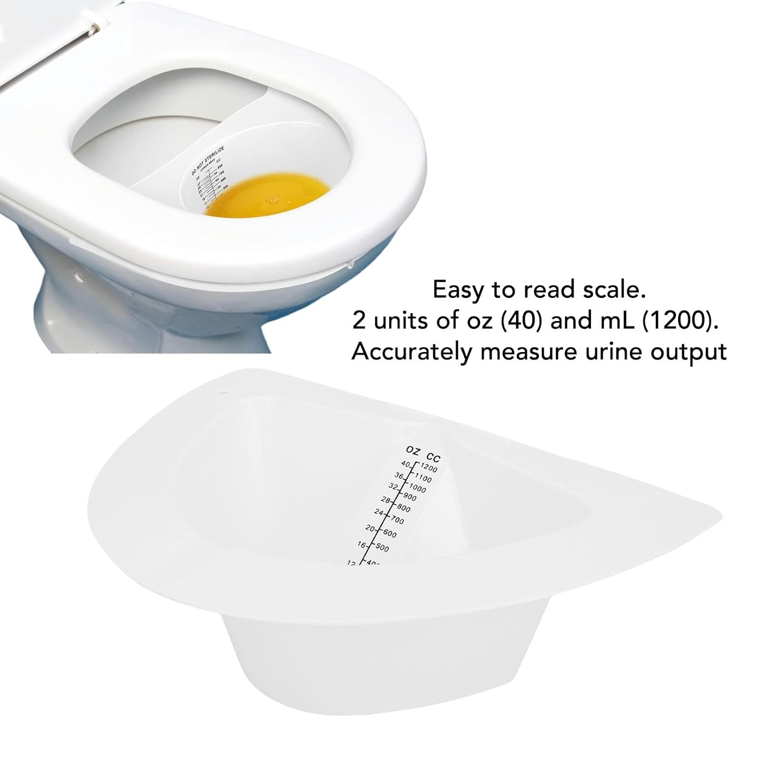 Specimen Collector Toilet Urine Hat Urine Collection Hat Toilet Sample Hat Leakproof Sturdy Plastic 1200Ml 40Oz Graduated image number 5