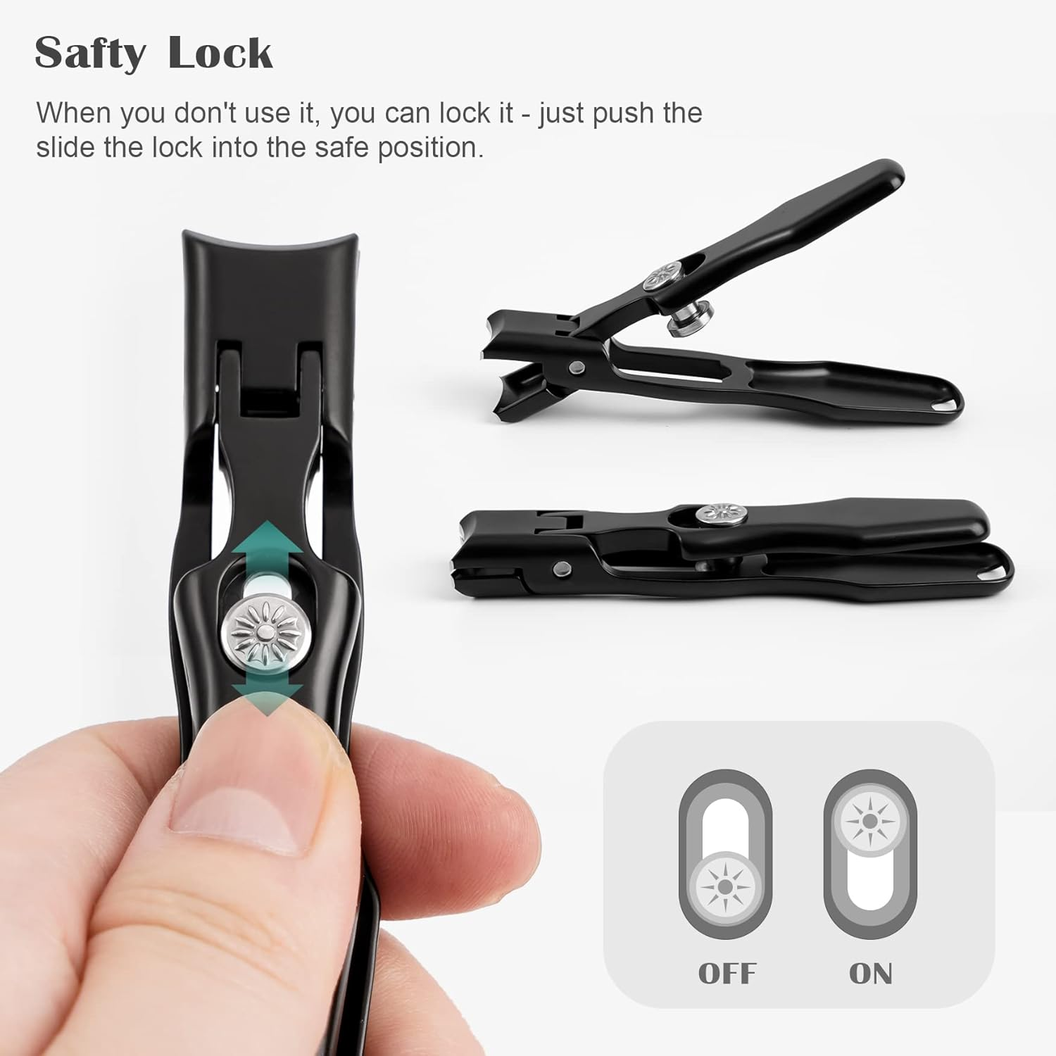 FVION Professional Nail Clipper with Glass Nail File, Wide Jaw Heavy Duty Nail Cutter - No Splash Toenail Clipper for Thick Nails with Lock & Catcher in a Beautiful Gift Box image number 3