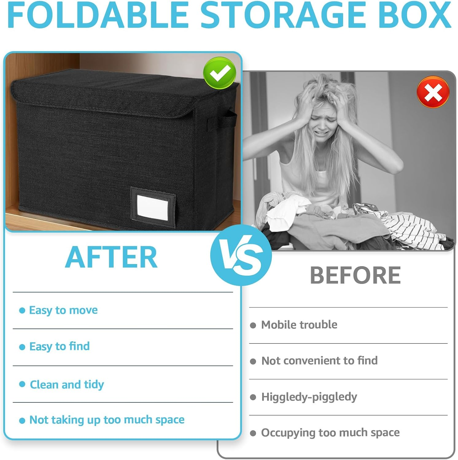 DJAPWPX 4 Pcs Comic Book Storage Box with Enclosed Lid and Handles Holds 150-180 Comic Books for Wardrobe Closet Shelf Office image number 1