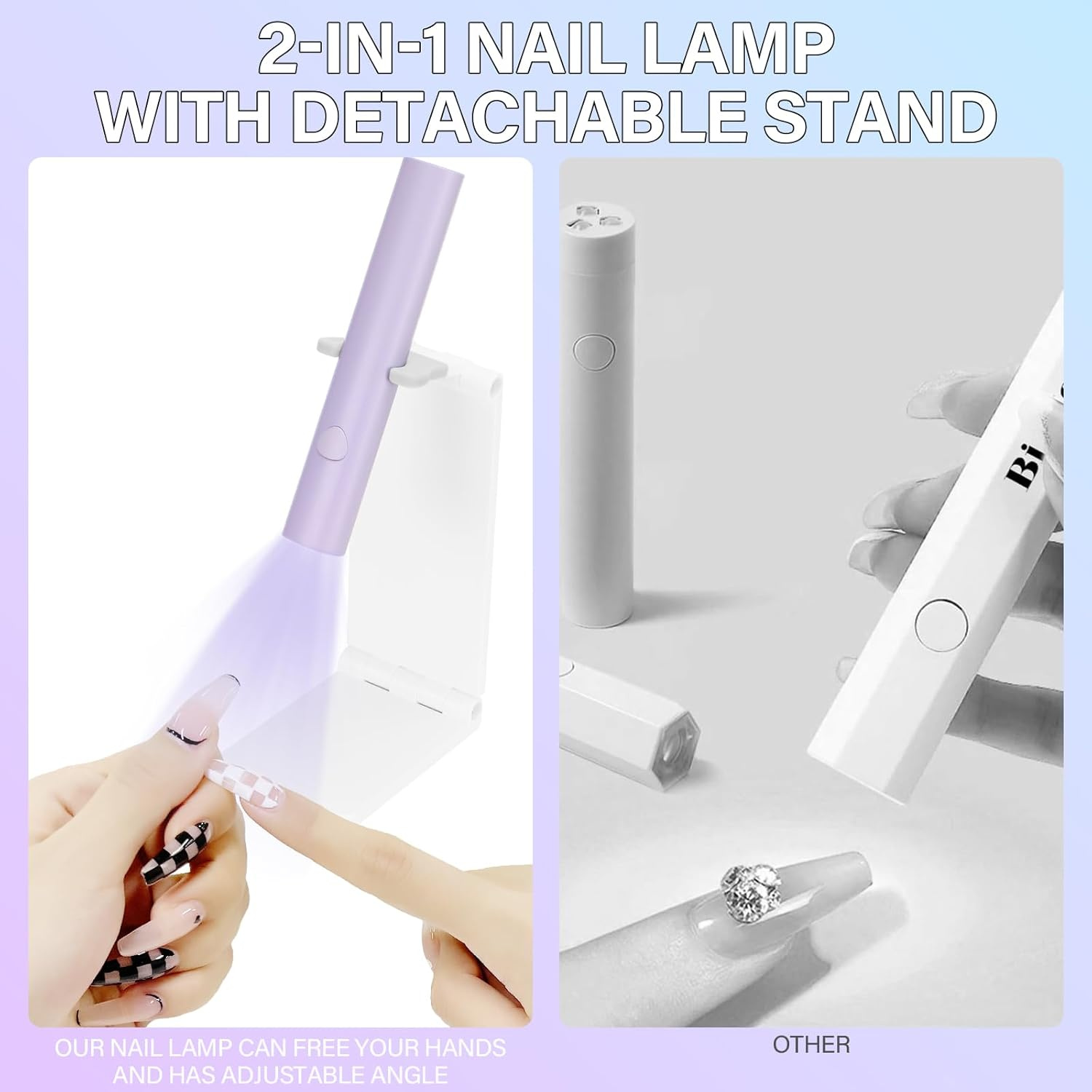 UV Lamp for Gel Nails, Portable Small UV Nail Lamp, Urechargeable with Stand, Mini U V LED Lamp for Nails, for Gel Nail Polish, for Curing Nail Glue & Nail Tips, for Beginners (Purple) - Salon image number 5