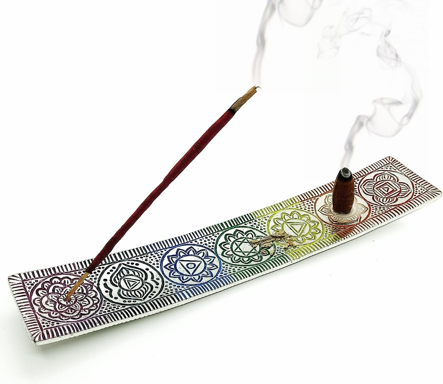Chakra Incense Holder for Sticks - Handmade Dual Inscents- Holders | Perfect as Spiritual or Meditation Insense Holder (10 Inch) image number 2