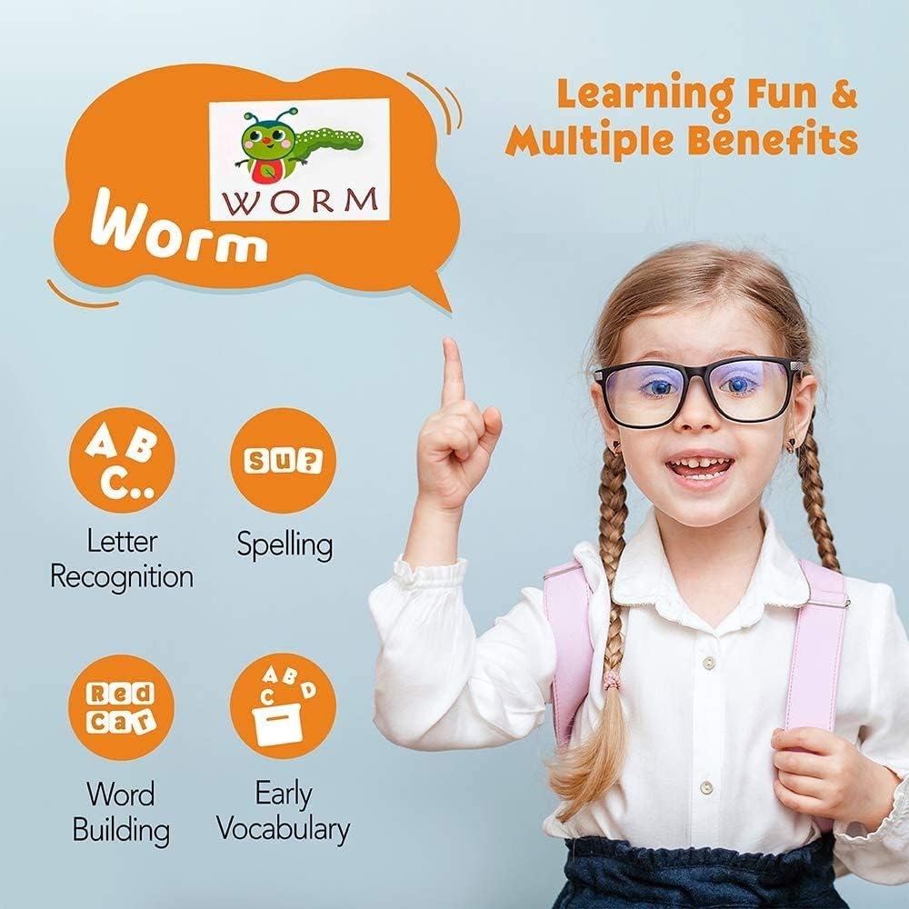 Spelling Games, Wooden Matching Letters Toy with Flash Cards Words, Montessori ABC Alphabet Learning Educational Puzzle Preschool Boys Girls Kids Age 3 4 5 Years Old image number 5