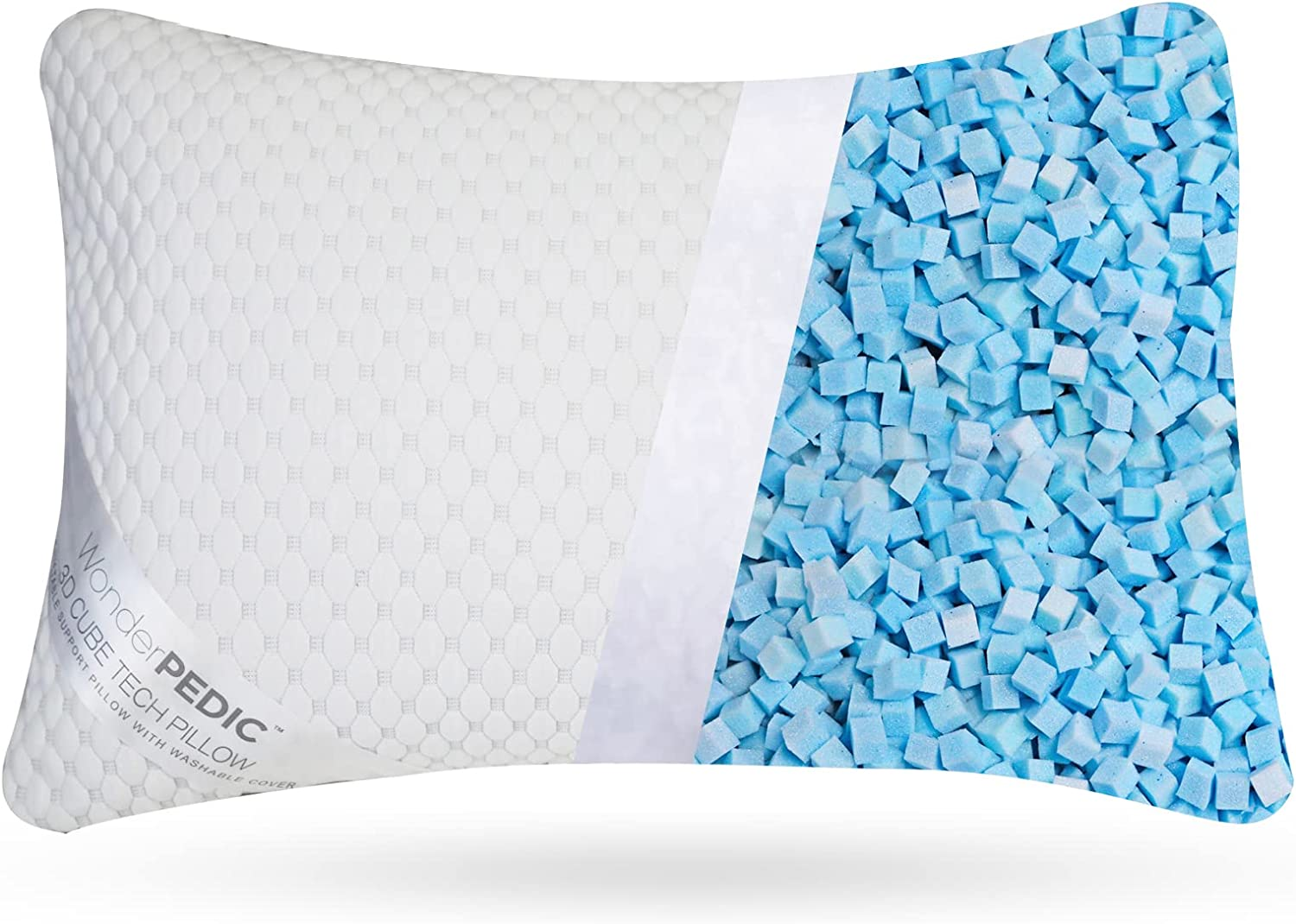 Cubic Memory Foam Pillow,Adjustable Gel Infused Shredded Foam Pillow for Pain Relife,Queen Size image number 3