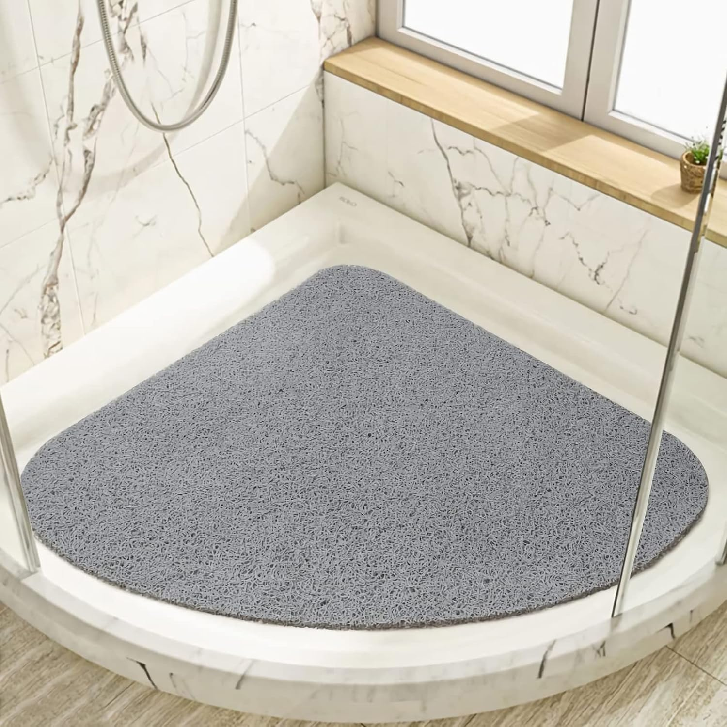 Non-Slip Shower Mat Bathtub Mat with Drain Soft on Feet PVC Loofah Shower for Bathroom Wet Area Quick Drying Comfort Shower Rugs (24&rdquo;&times;16&rdquo;)
