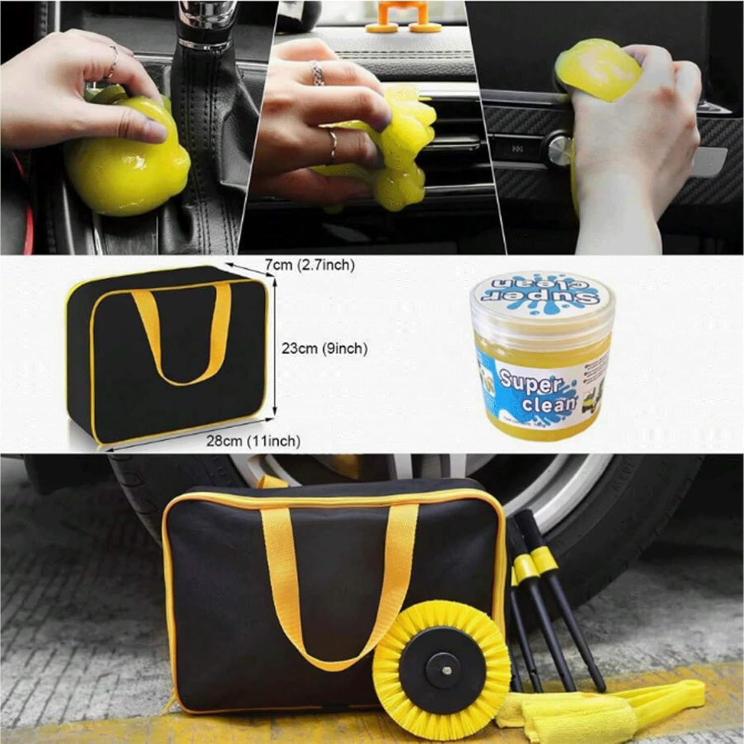 20Pcs Car Detailing Brush Set Drill Brush Attachments Kit, Car Detailing Drill Brush Set with Cleaning Gel, Car Cleaning Tools Kit for Car Interior & Exterior, Tire Wheel, Dashboard Air Conditioner image number 2